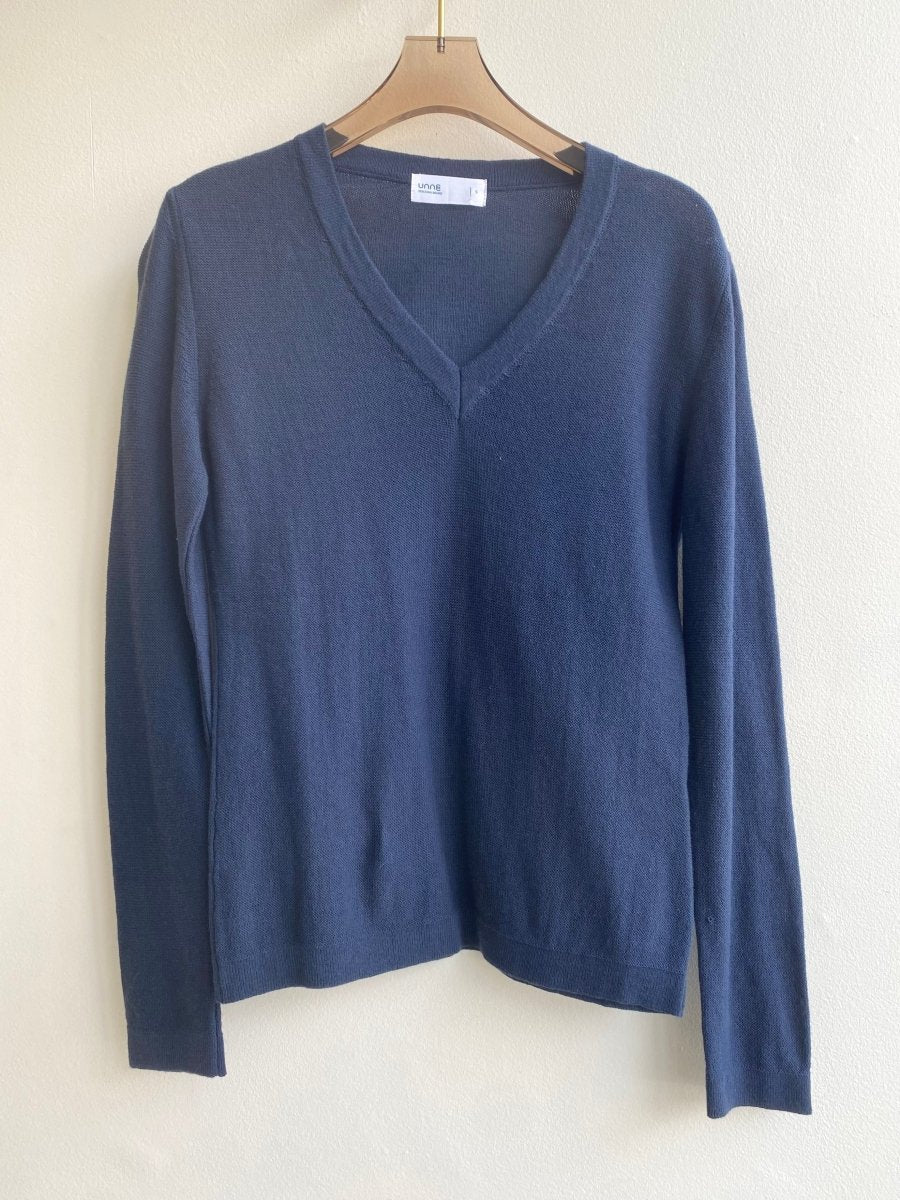 Navy V - Neck Sweater - Made X Hudson