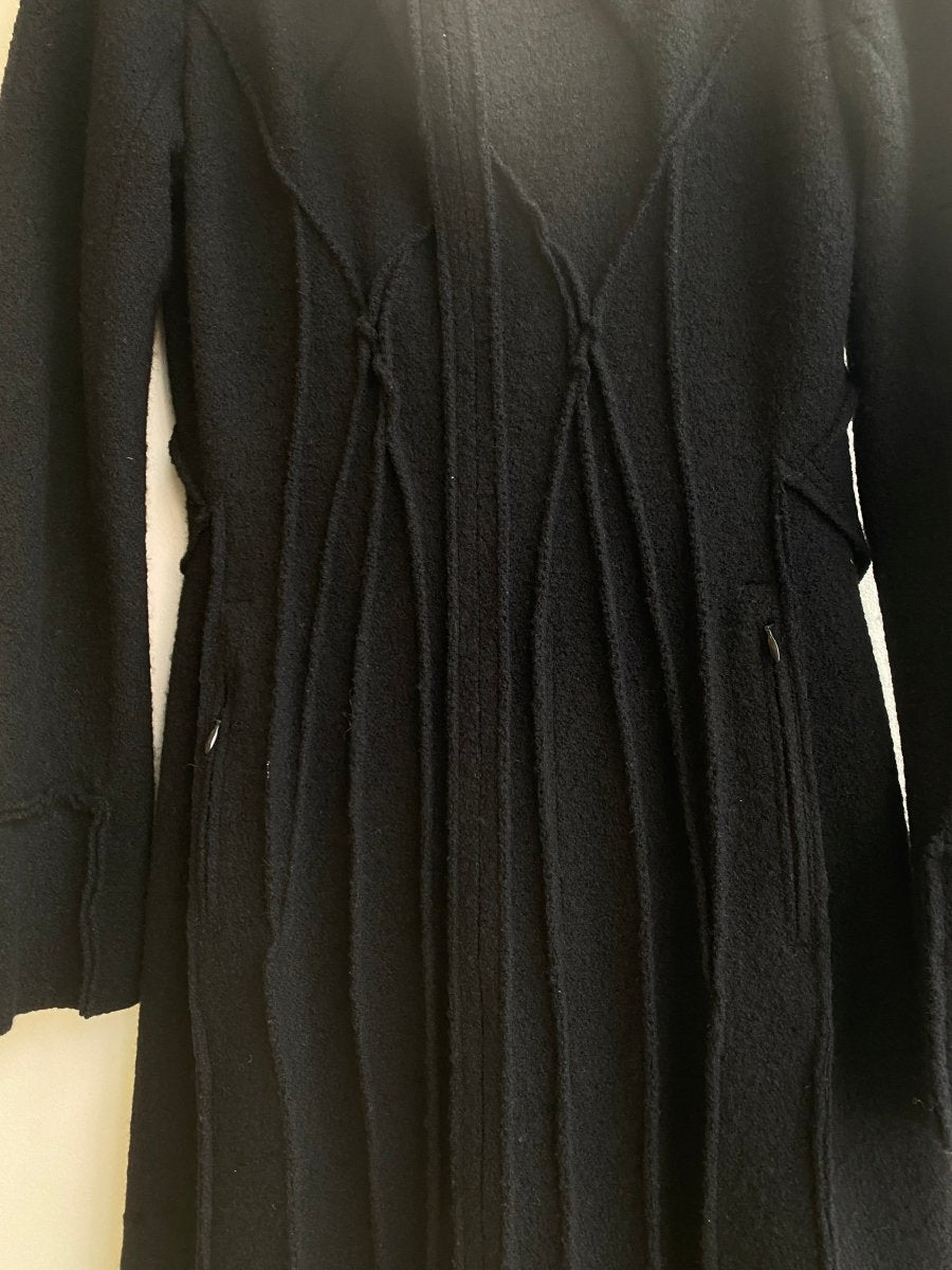 Black Wool Zip - up Opera Coat w/ Hood - Made X Hudson