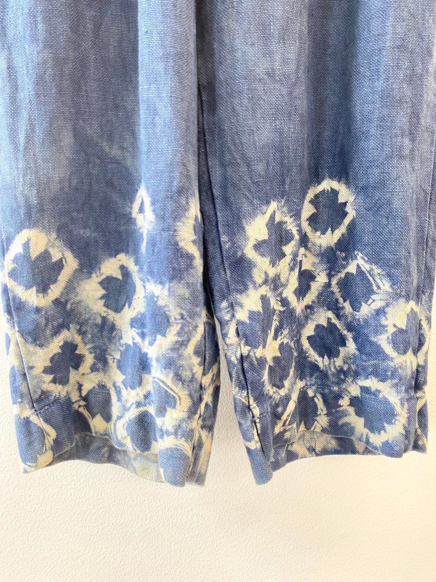 Organic Indigo Linen Shibori - Dyed Cropped Jogger Pants - Made X Hudson