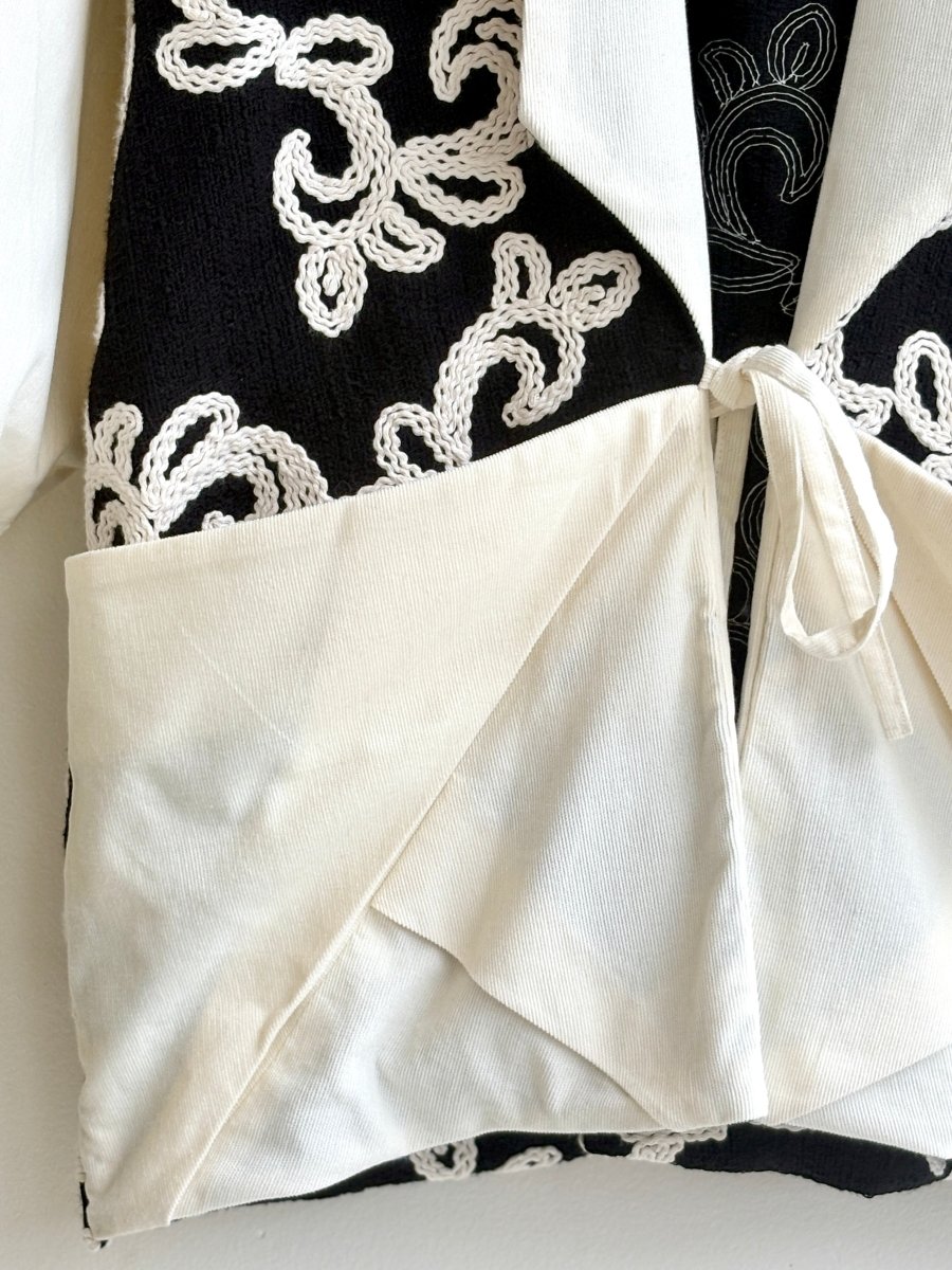 Black and White Couching Stitch Chore Jacket - Made X Hudson