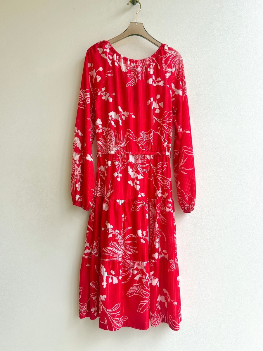Montgomery Ward | Red and White Floral Sheer Stripe (Vintage) - Made X Hudson