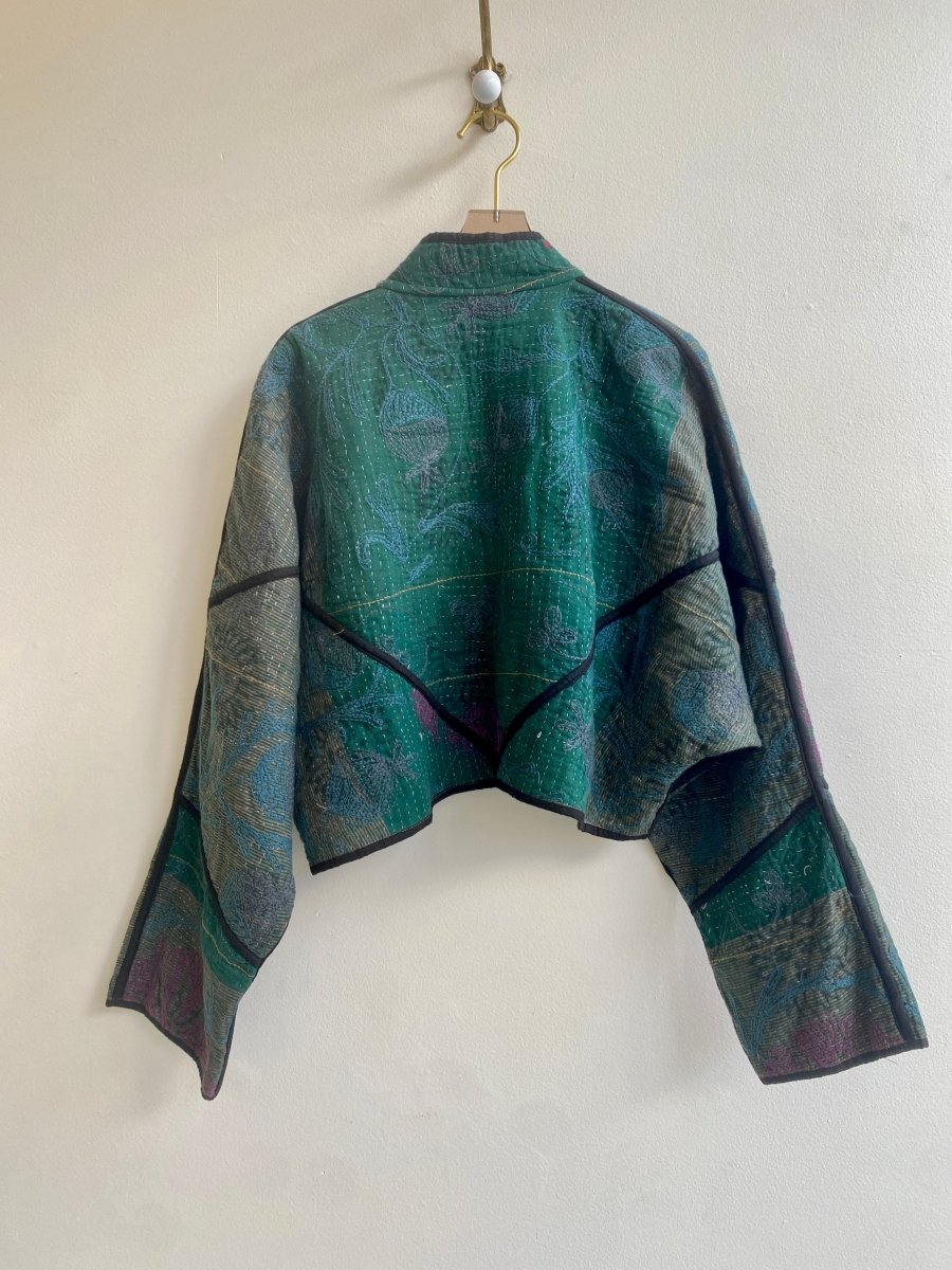 Reversible Kaira Quilted Cropped Jacket in Colors Orange, Red, Blue & Green, Black - Made X Hudson