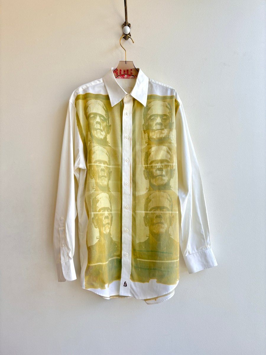 Frankenstein Repeat Green Sun Printed Button Up (Reworked) - Made X Hudson