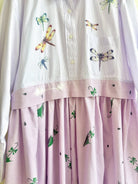 Empire Shirtwaist Dress in Lavender Dragonfly Print & Retro Umbrella Gingham (Reworked) - Made X Hudson