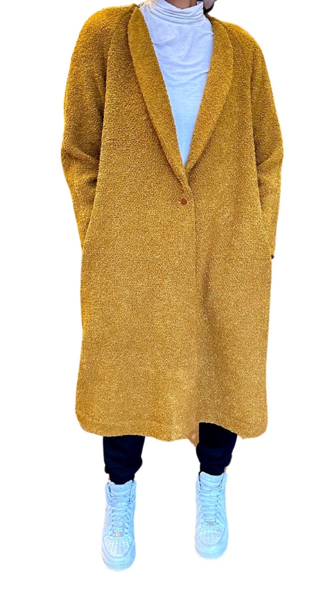 Ochre Wool Duster w/ Caramel Button Closure - Made X Hudson