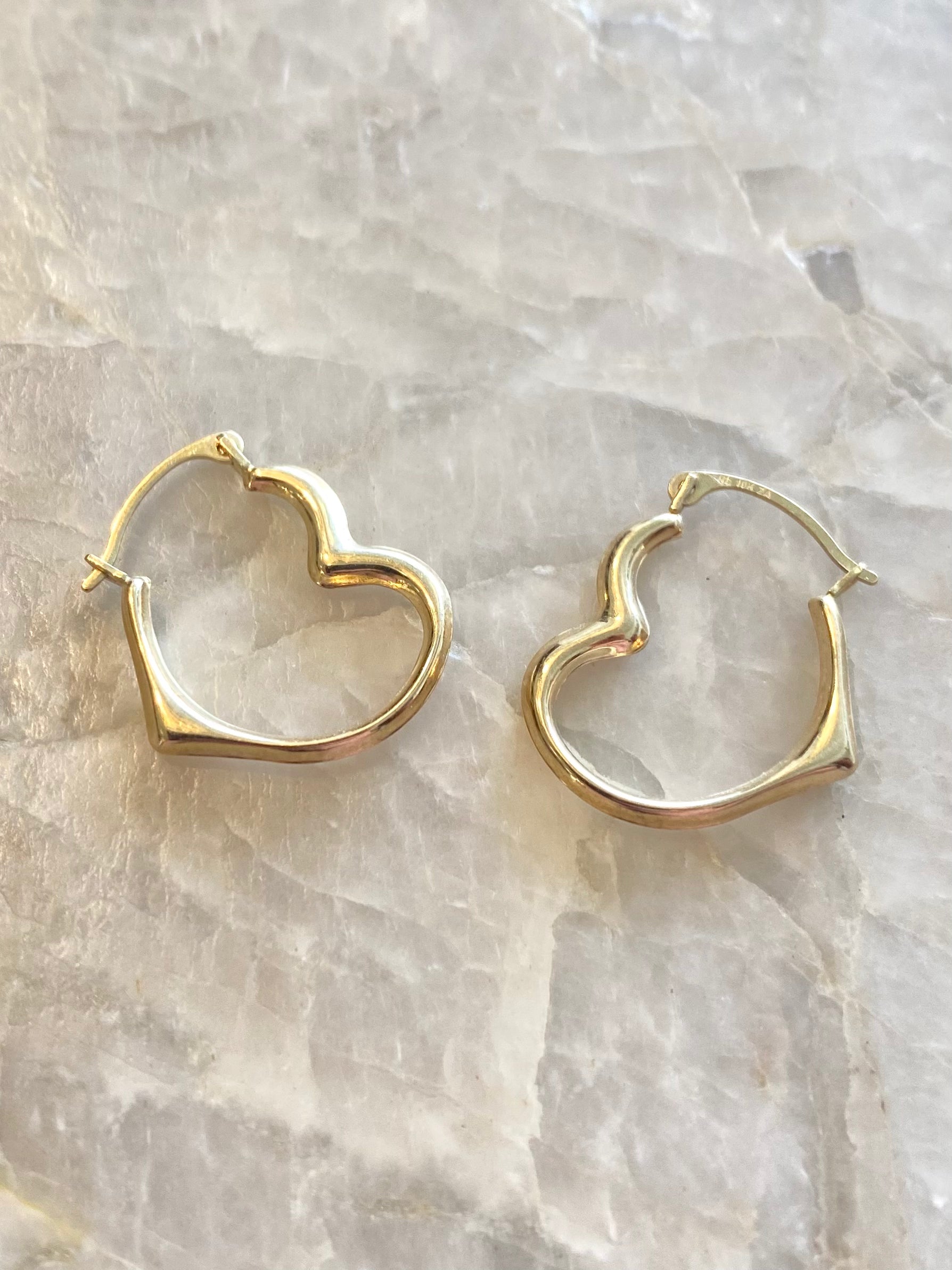 10k Gold Puffy Heart Hoops
