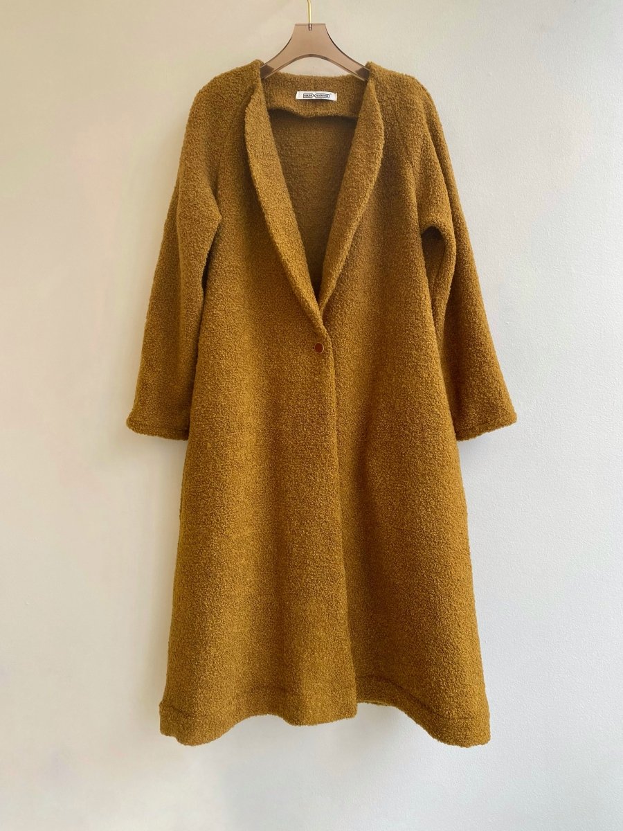 Ochre Wool Duster w/ Caramel Button Closure - Made X Hudson
