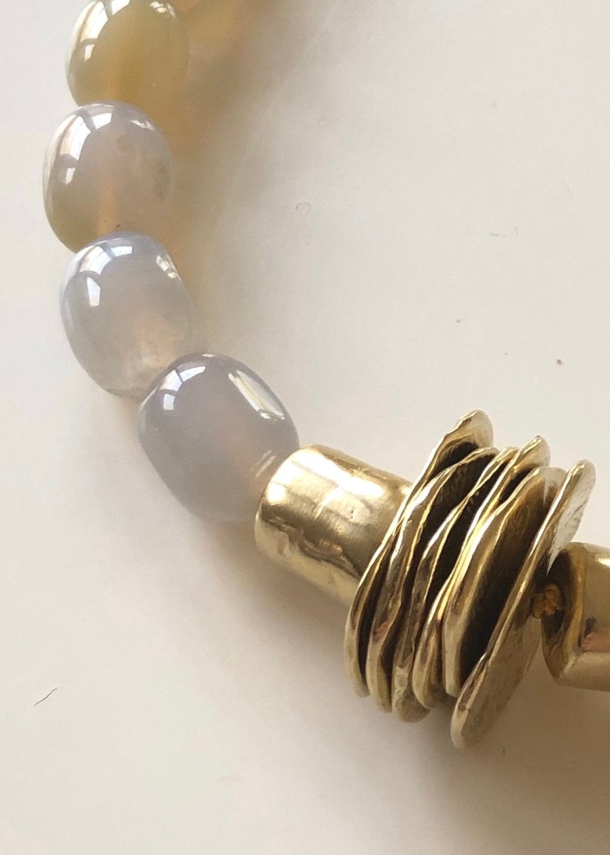 Collana Necklace | Blue Chalcedony & Brass Beads - Made X Hudson