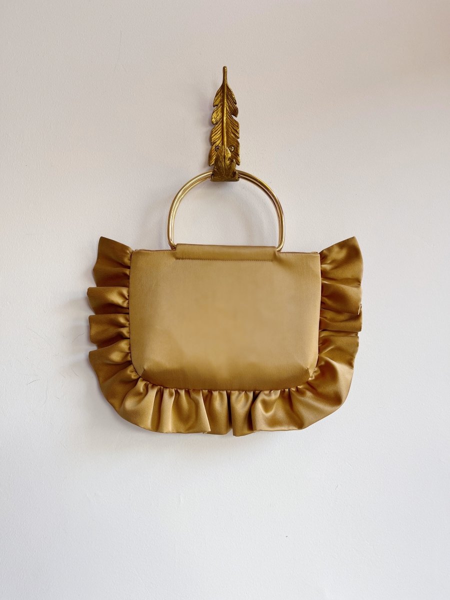 Gold Charmeuse Minnie Ruffle Bag - Made X Hudson