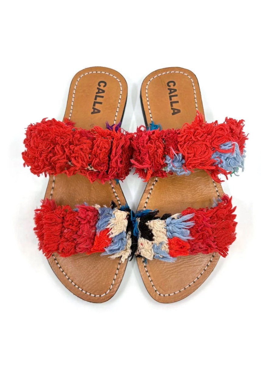 Hali Sandals “Hamsa” In Colors Tomato, Sky, and Oat (Size 39) - Made X Hudson