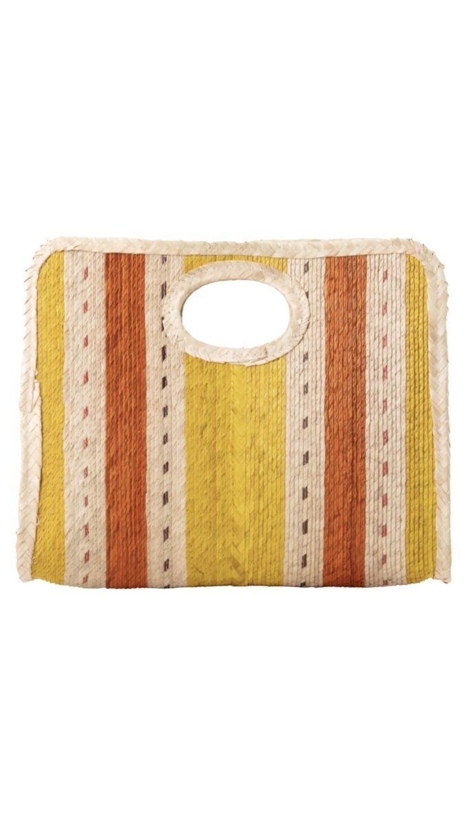 Square Straw Beach Tote (Orange/Yellow) - Made X Hudson