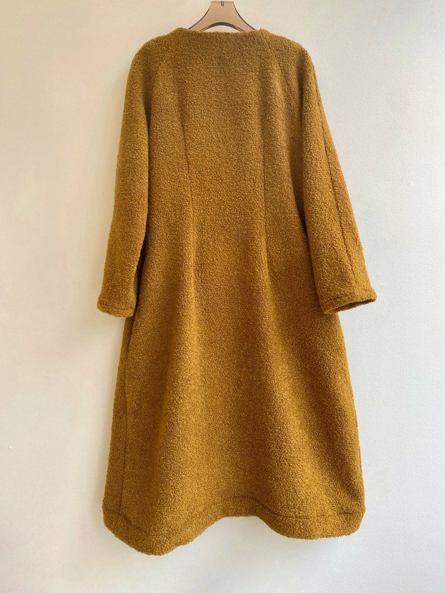 Ochre Wool Duster w/ Caramel Button Closure - Made X Hudson