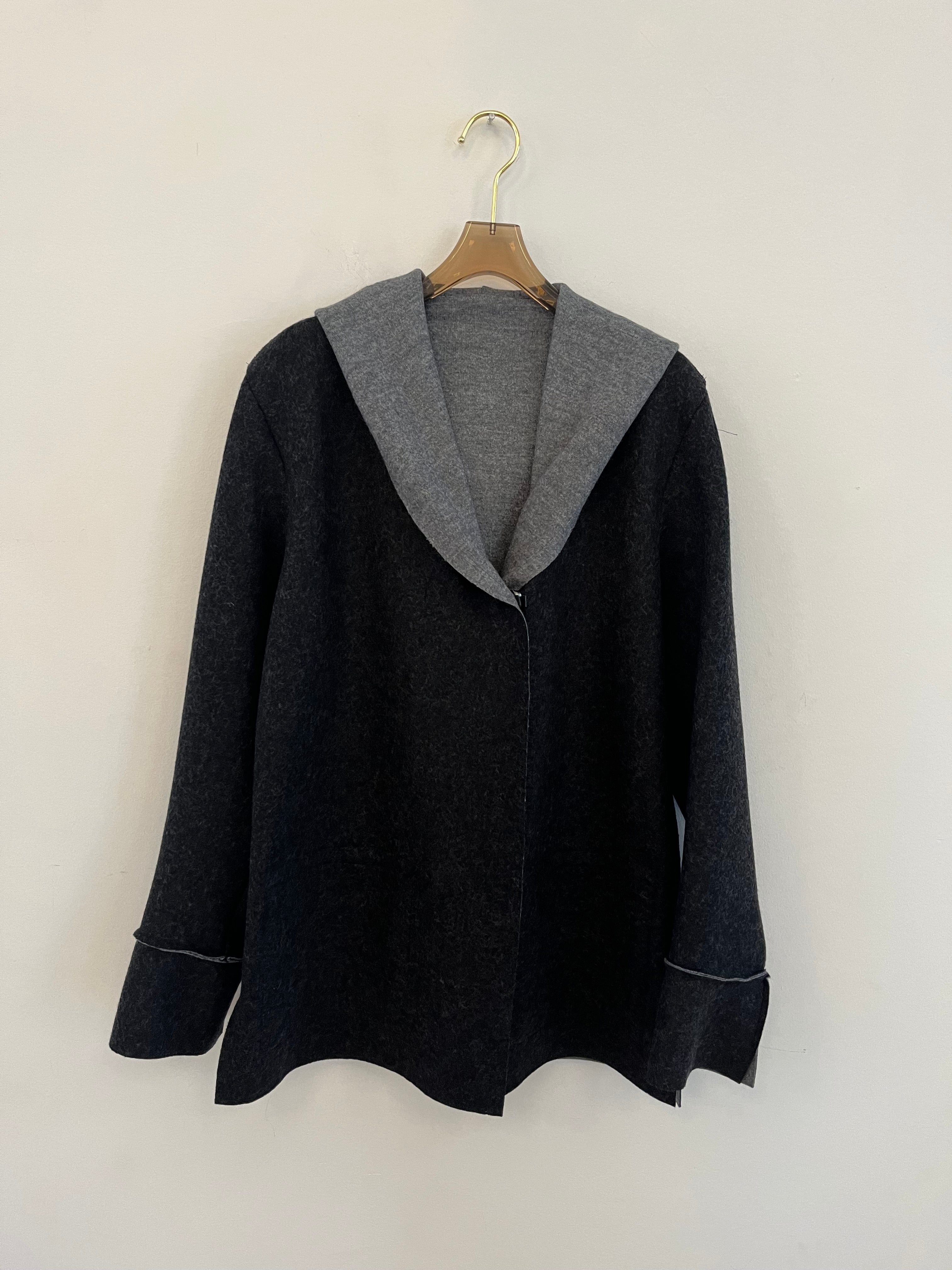 Black and Gray Reversible Wool Jacket by Made X Hudson