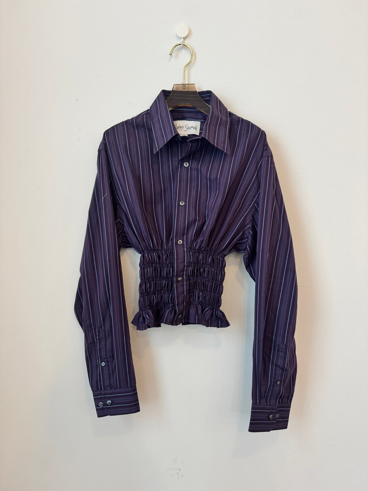 The George Top | Blackberry, Sky Striped Smocked Waist (Reworked) - Made X Hudson
