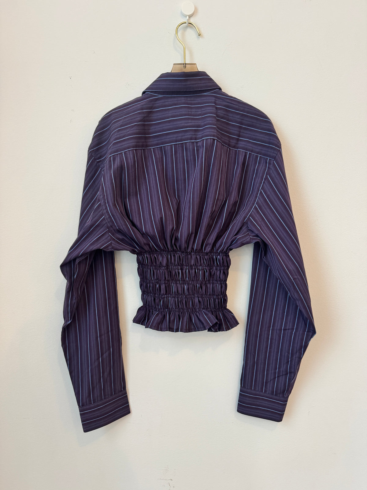The George Top | Blackberry, Sky Striped Smocked Waist (Reworked) - Made X Hudson