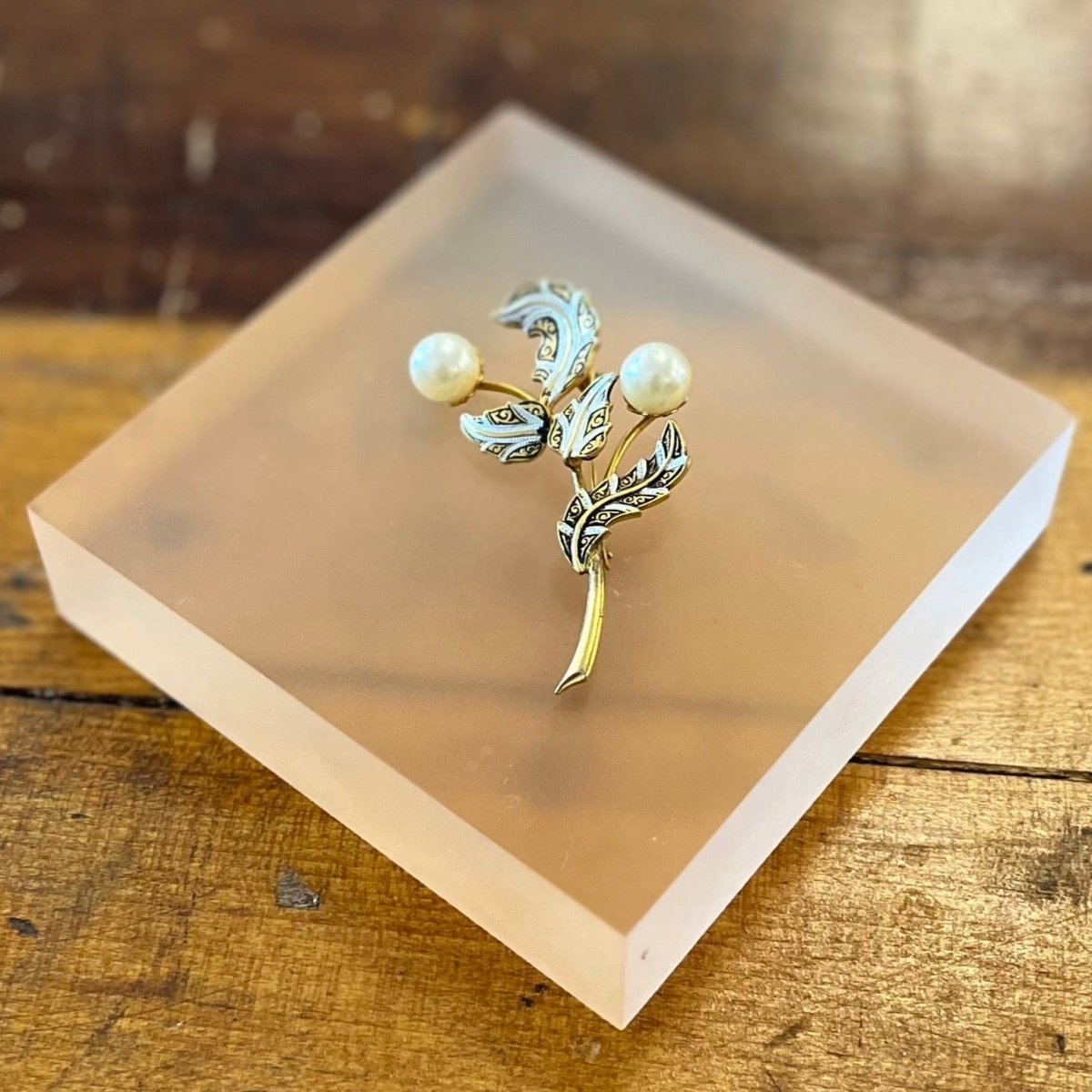 Spanish Enamel Broach Two Pearls - Made X Hudson