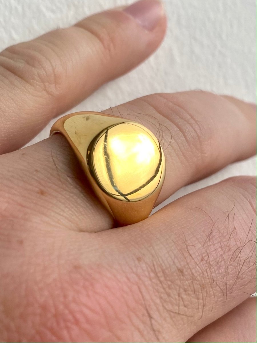 Stainless Steel Gold Plated Circle Signet Ring - Made X Hudson
