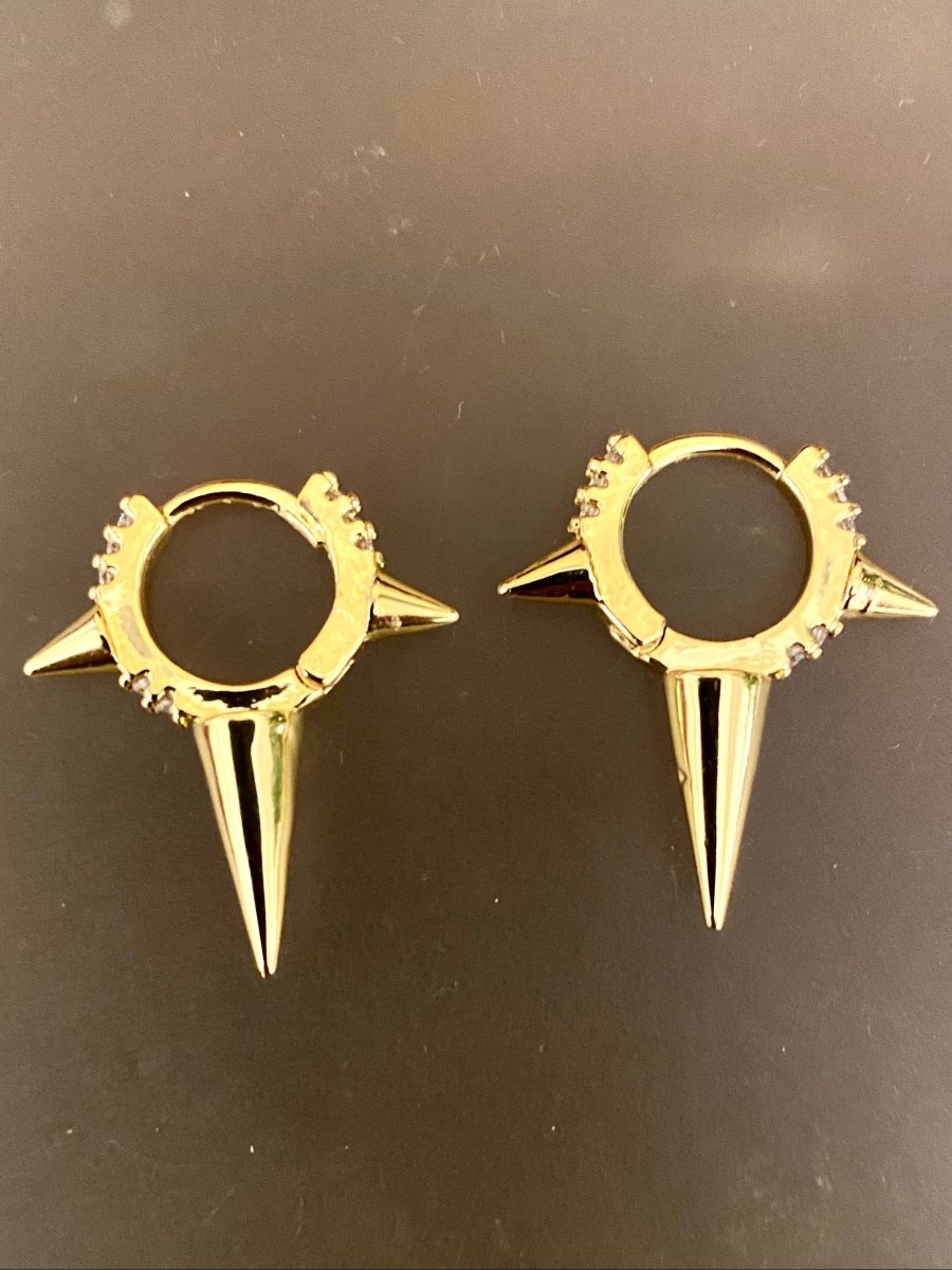 Three Spike Hoop Earring with Cubic Zirconia Accents - Made X Hudson