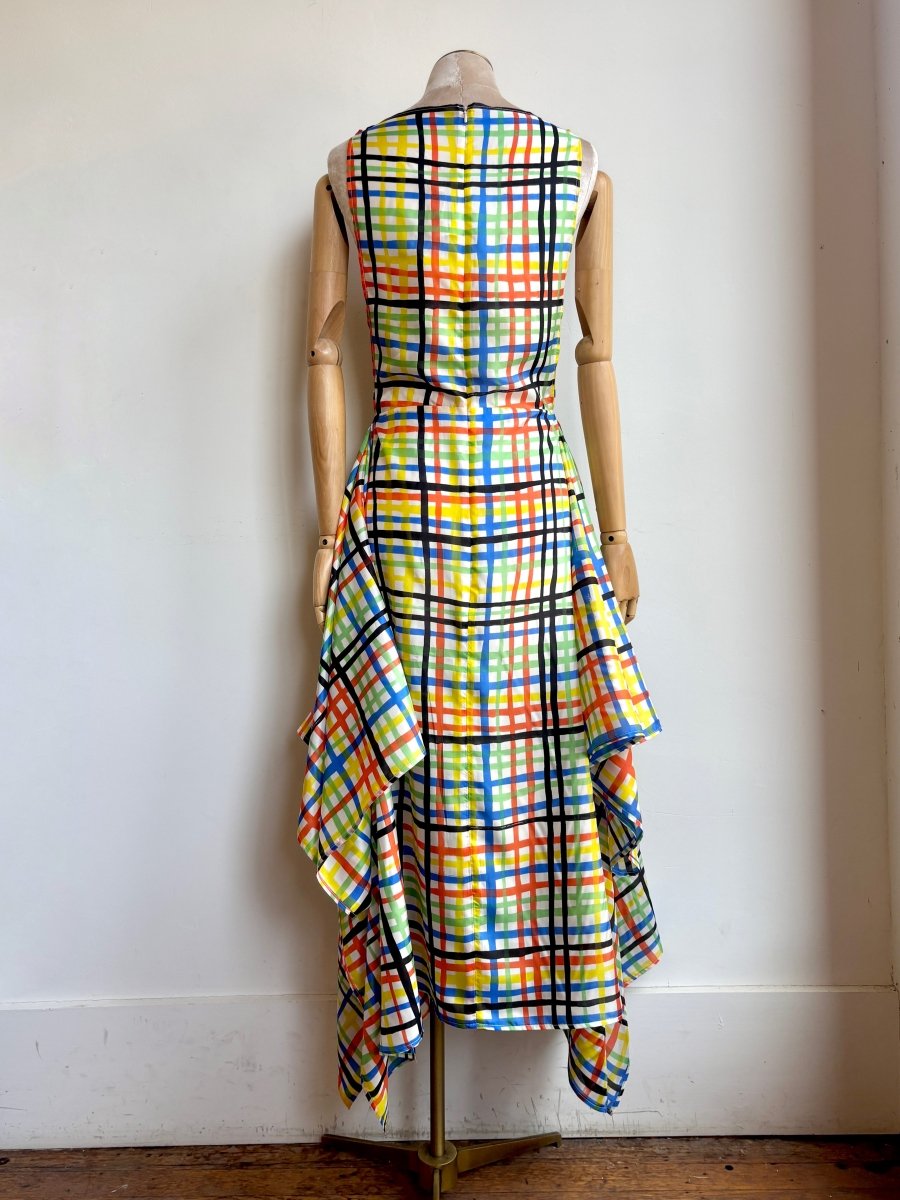 Zero - Waste Dress in Silk Black and Multi Color Plaid - Made X Hudson