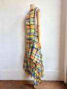 Zero - Waste Dress in Silk Black and Multi Color Plaid - Made X Hudson