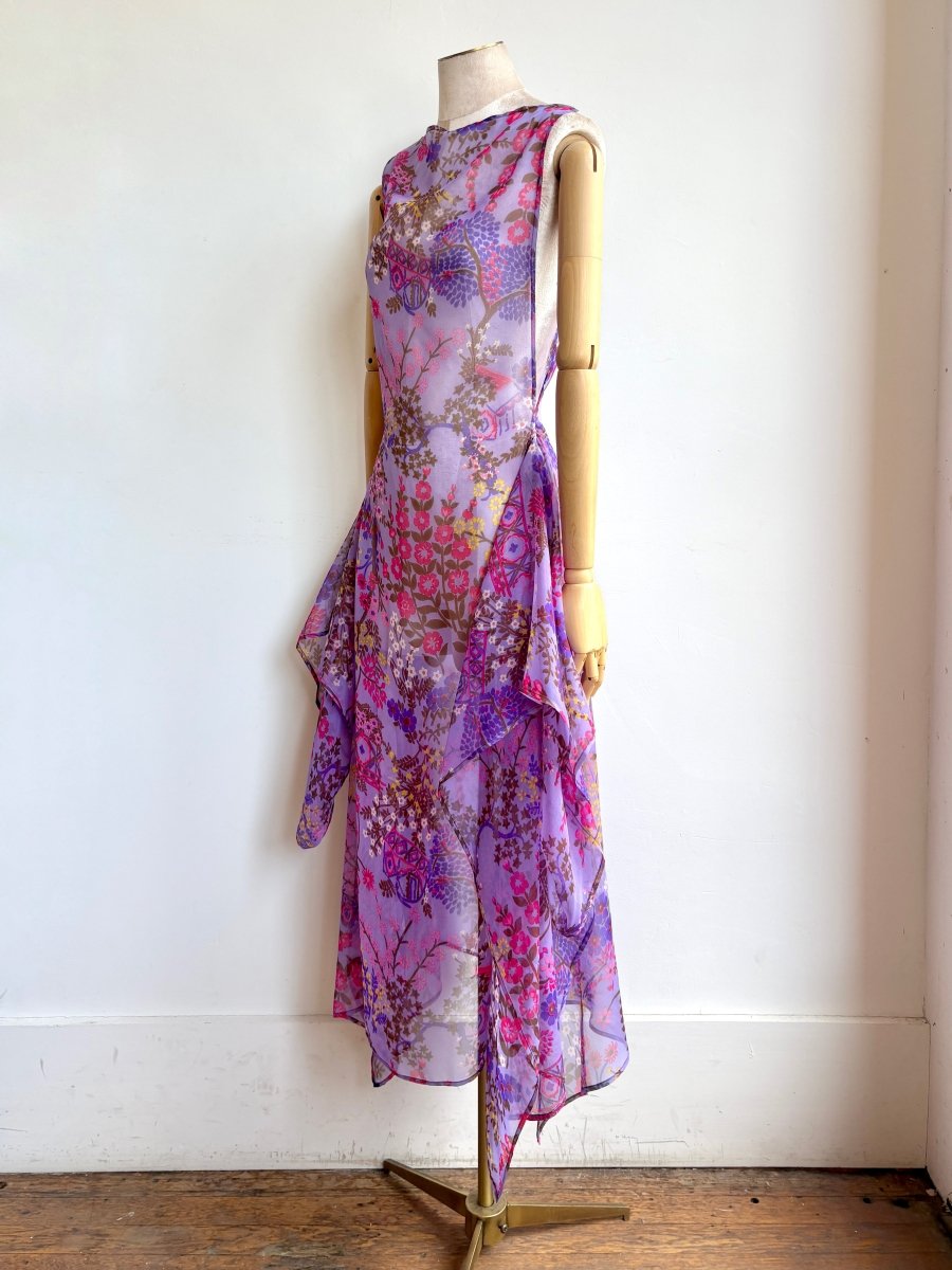 Zero - Waste Dress in Sheer Violet Garden Scene - Made X Hudson