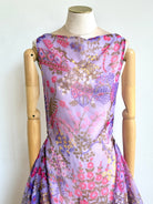 Zero - Waste Dress in Sheer Violet Garden Scene - Made X Hudson