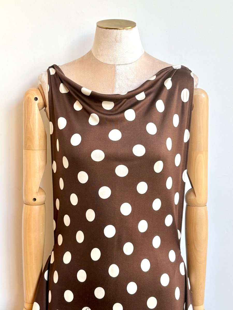 Zero - Waste Dress in Brown Polka Dot - Made X Hudson