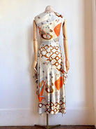 Zero - Waste Dress in Tangerine and Silver Mod Mix Pattern - Made X Hudson