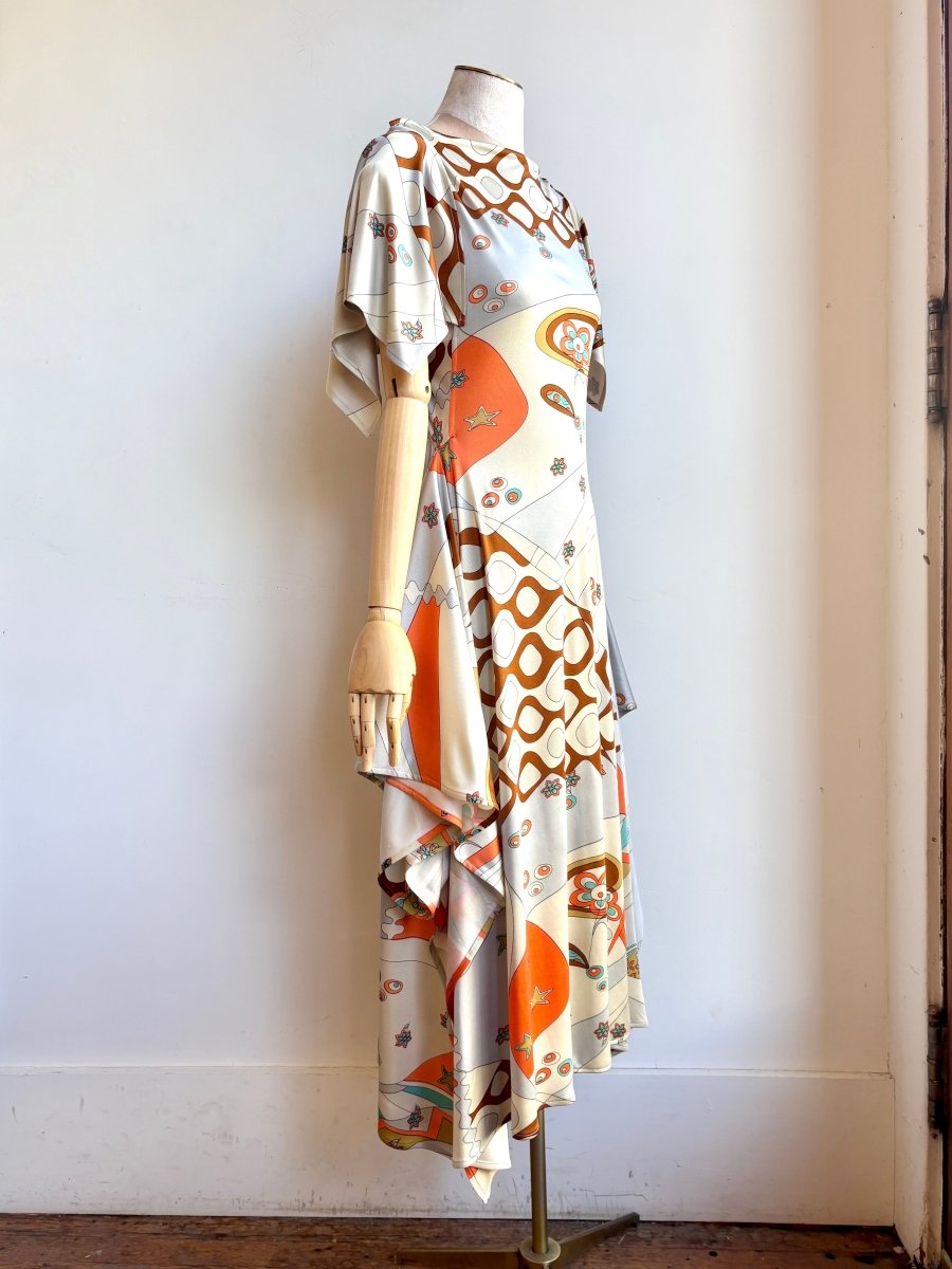 Deco Dress in Tangerine and Silver Mod Mix Pattern - Made X Hudson