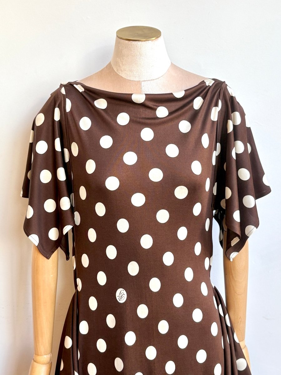 Deco Dress in Brown Polka Dot - Made X Hudson