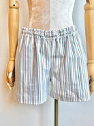 White, Stone Blue and Tan Stripe Town Shorts - Made X Hudson