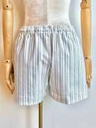 White, Stone Blue and Tan Stripe Town Shorts - Made X Hudson