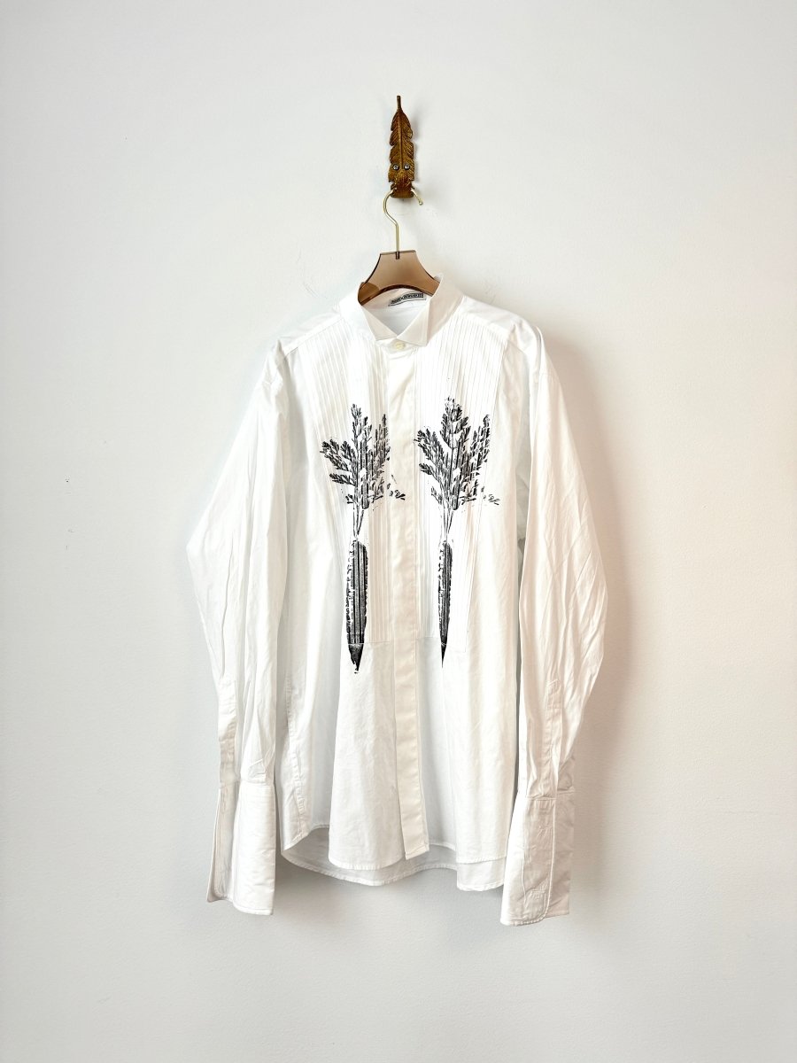 “Janie” Carrot Print Tuxedo Shirt (Reworked) - Made X Hudson