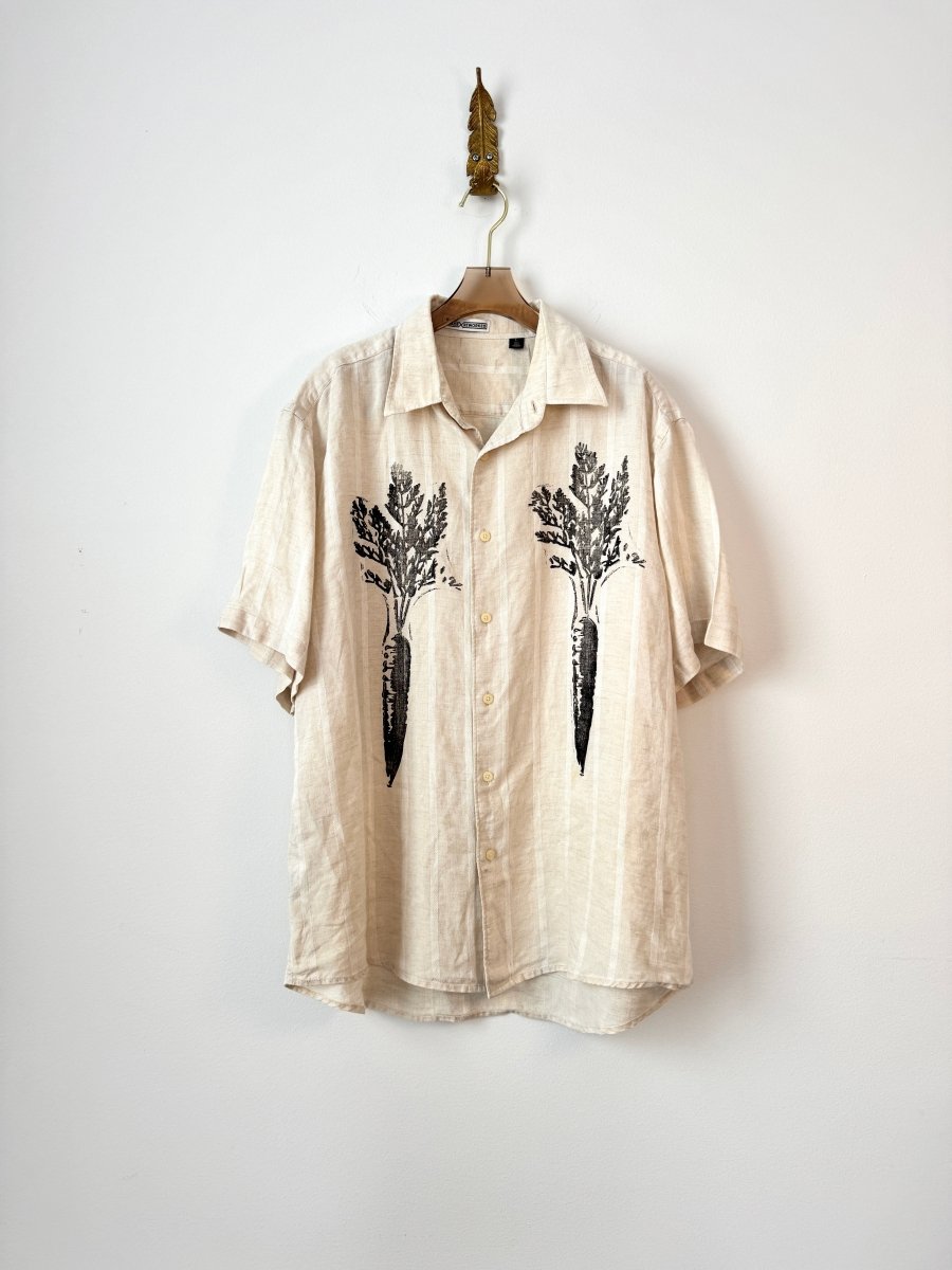 “Adriann” Carrot Print Short Sleeve Shirt (Reworked) - Made X Hudson