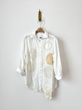 White Linen Dollie Applique Button Down | Antique Tonal Circles (Reworked) - Made X Hudson