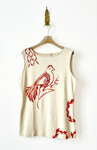 Ivory and Crimson Folk Bird Tank | Hand Painted (Reworked) - Made X Hudson
