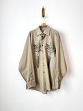 "Neo” Carrot Print Taupe Shirt (Reworked) - Made X Hudson