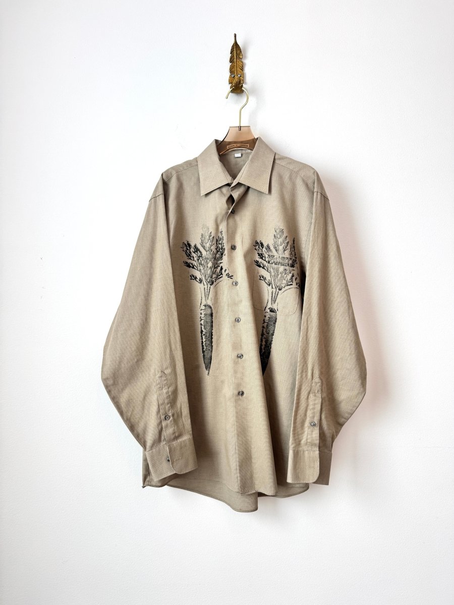 "Neo” Carrot Print Taupe Shirt (Reworked) - Made X Hudson