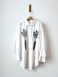 "Virgil” Carrot Print White Shirt (Reworked) - Made X Hudson