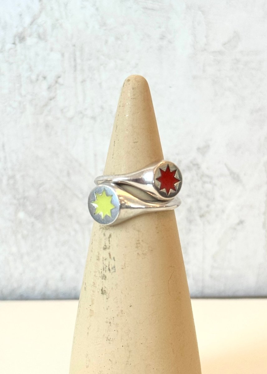 Sun Burst Silver Signet Ring (Multiple Colors) - Made X Hudson