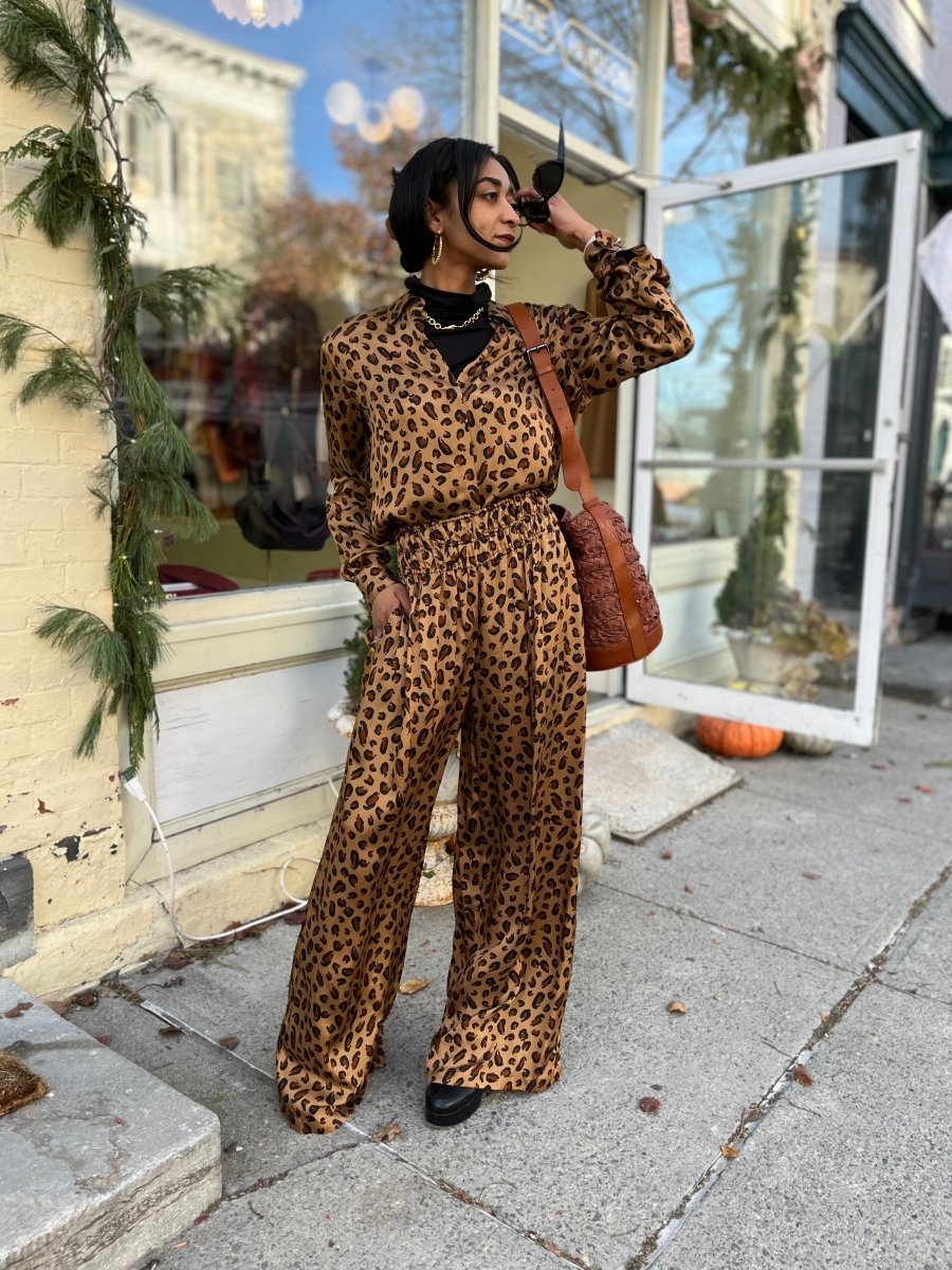 Cheetah Pant and Blouse Vintage Set (Vintage) - Made X Hudson