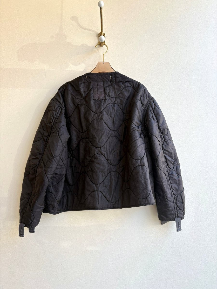 Black Army Liner Quilted Coat w/ Double Tie Closure (Reworked) - Made X Hudson