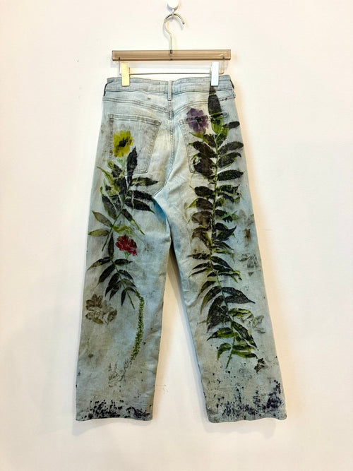 "Goldie" Light Denim Eco-Printed Jeans (Reworked) - Made X Hudson