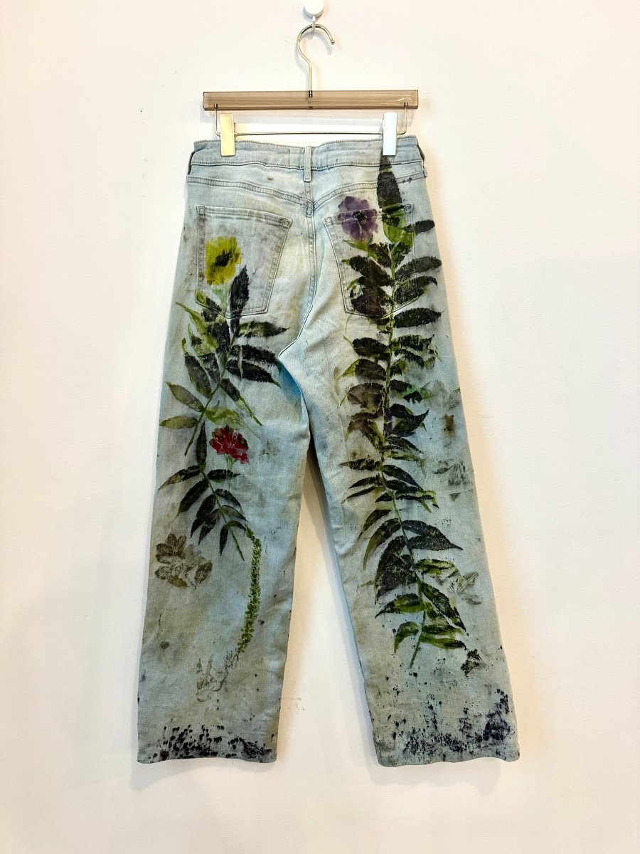 "Goldie" Light Denim Eco-Printed Jeans (Reworked) - Made X Hudson