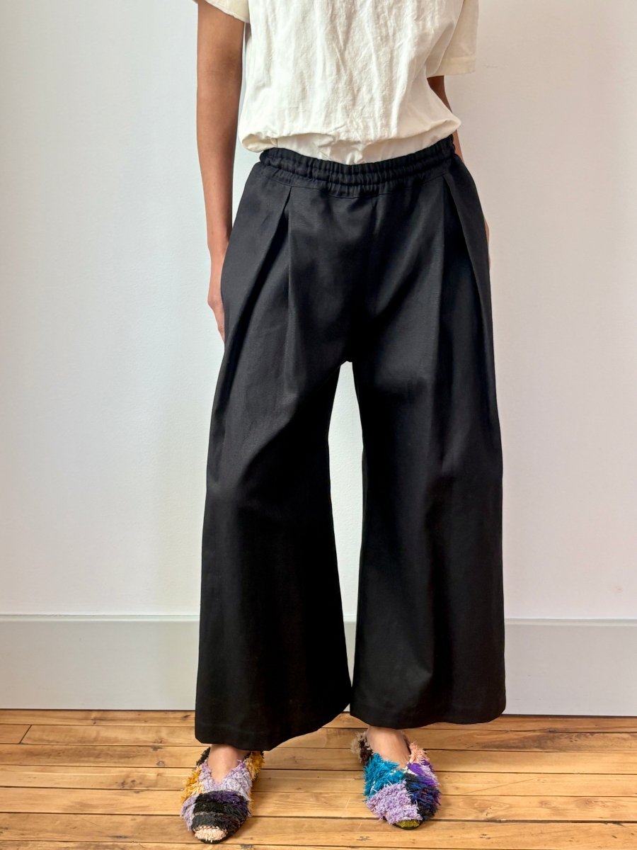 Black Linen Wide - Leg Pant - Made X Hudson