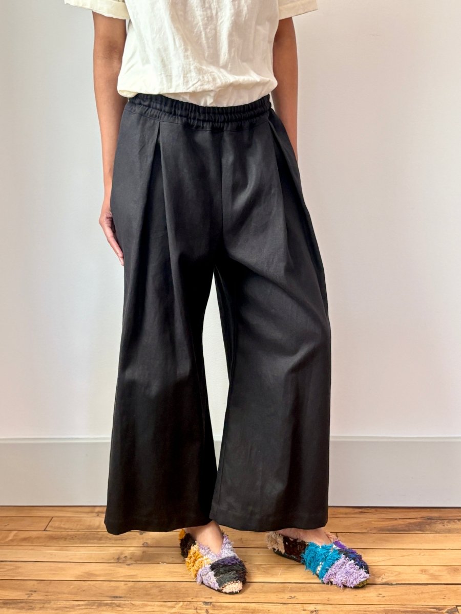 Black Linen Wide - Leg Pant - Made X Hudson