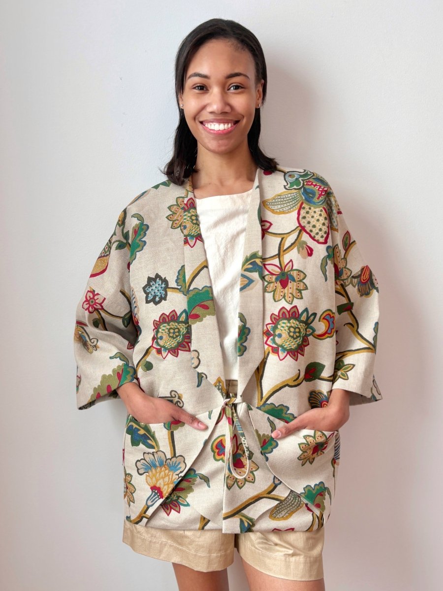 Jacobean Floral Linen Chore Jacket - Made X Hudson