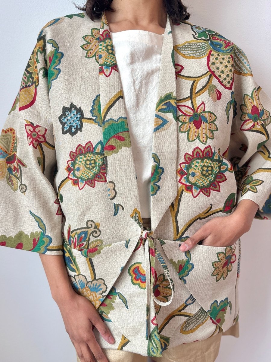 Jacobean Floral Linen Chore Jacket - Made X Hudson
