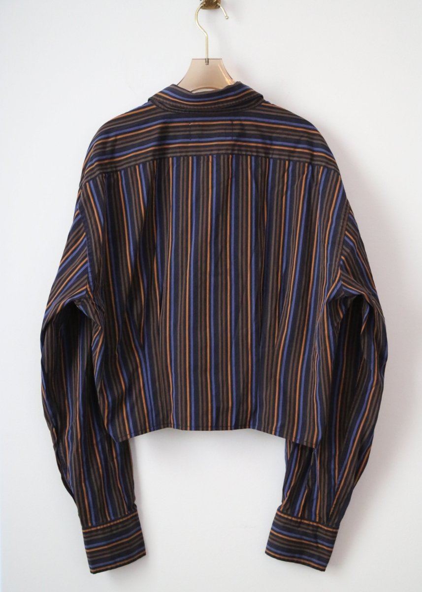 The Kevin Top | Blue, Chestnut, and Orange Stripe with Gathered Waist (Reworked) - Made X Hudson