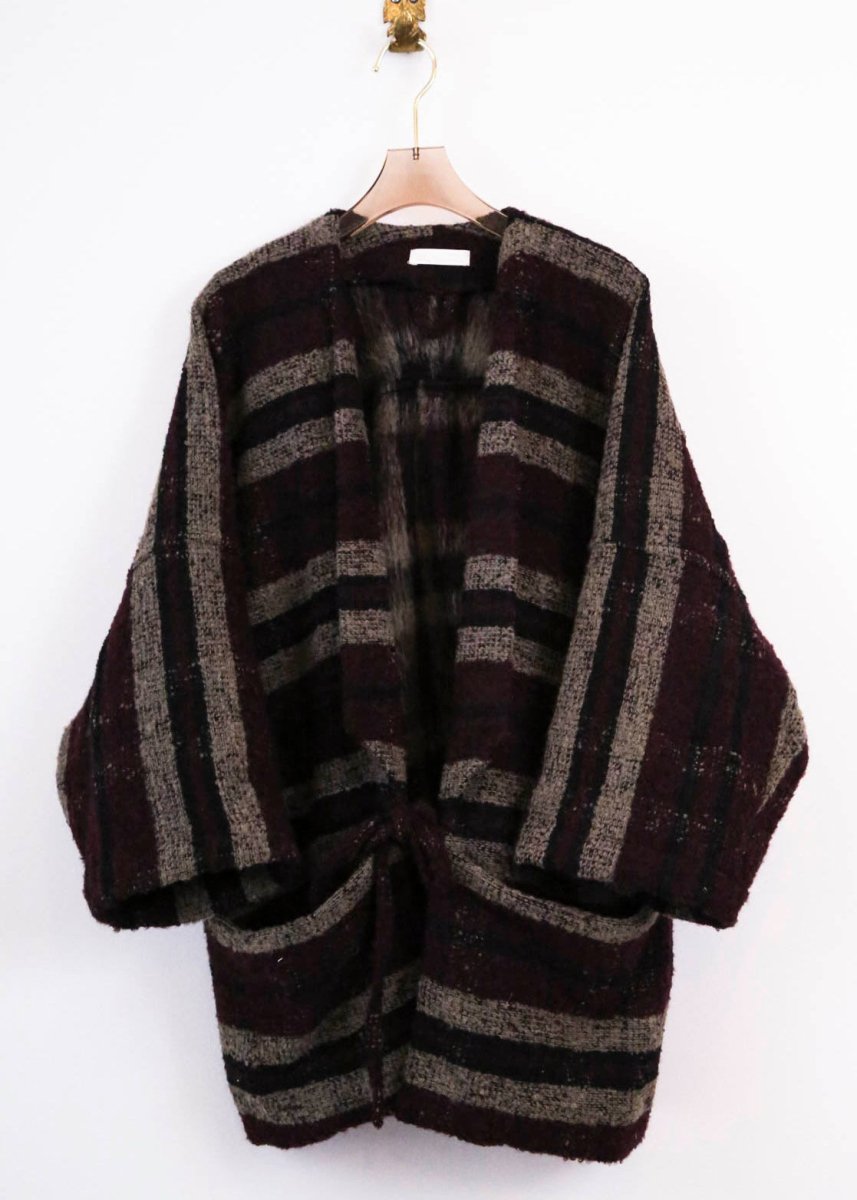 Burgundy, Black and Mist Striped Wool Chore Jacket - Made X Hudson